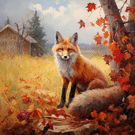 Renard espiègle au cœur des feuilles d'automne